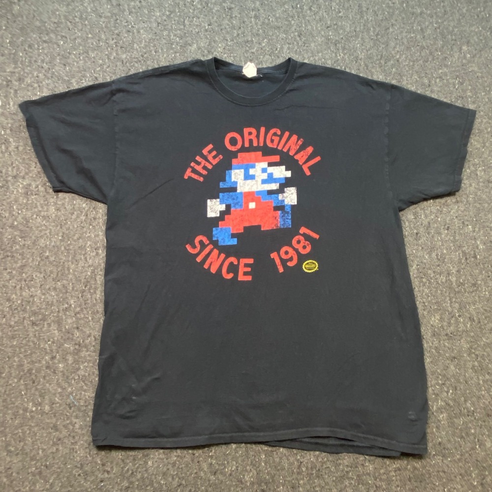 Nintendo Super Mario TShirt Sz 2XL Mens Black Retro 8-Bit Pixel Art Graphic Tee